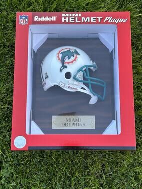 Vintage Riddell Miami Dolphins Mini Helmet Plaque Frame 8”x10”